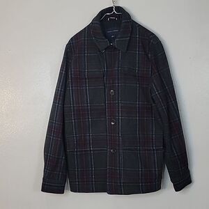 Tommy Hilfiger Mens Plaid Wool Utility Coat